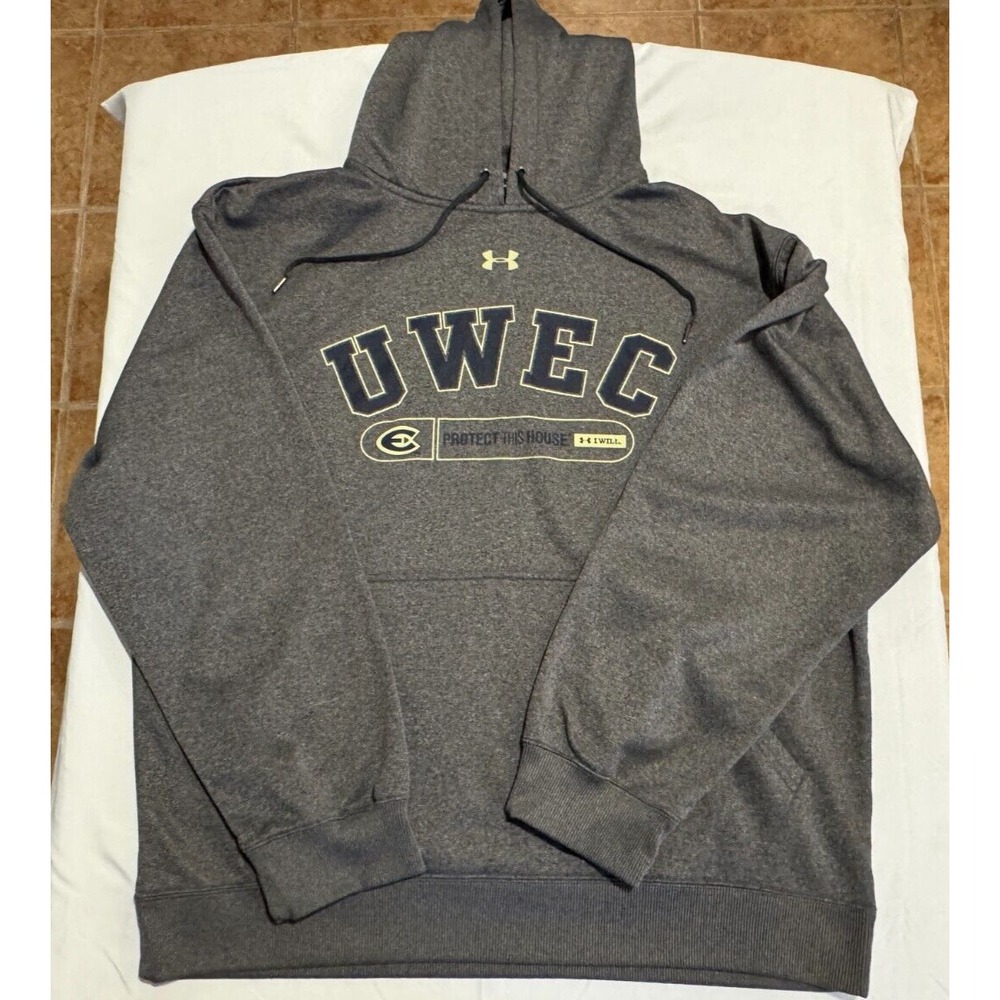 University Wisconsin Eau Claire Under Armour Hoodie - Gray - Size L - Great Cond